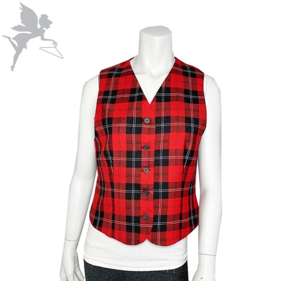 Vintage Pendleton red plaid button front vest - Picture 1 of 7
